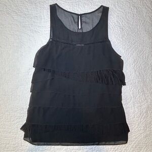 Express Women’s  Black Ruffled Sleeveless Top, Medium